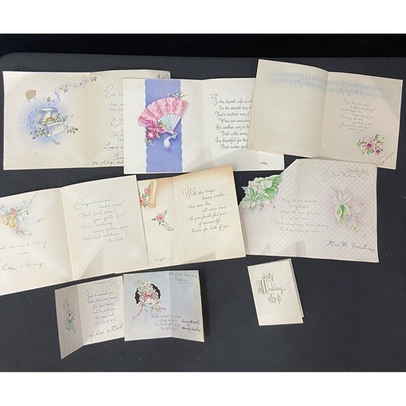 Midcentury Vintage 40s/50 Wedding 25 Cards Signed Paper Ephemera Scrapbook Annev - Picture 10 of 14